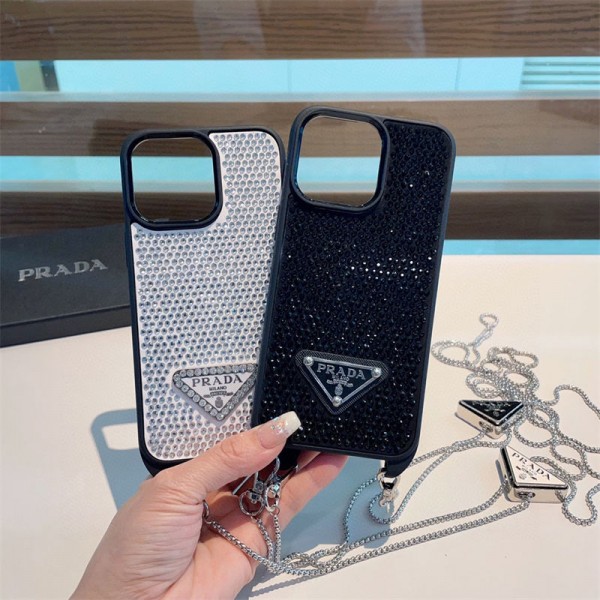 Prada プラダハイブランドiphone14pro/16 15plusカバー韓国風iphone16/14/13/15pro maxケースレディース斜め掛けアイフォン16 15/14/13/ 12 pro maxケースパロディーハイブランドアイフォン16 15 14ケーストランク型