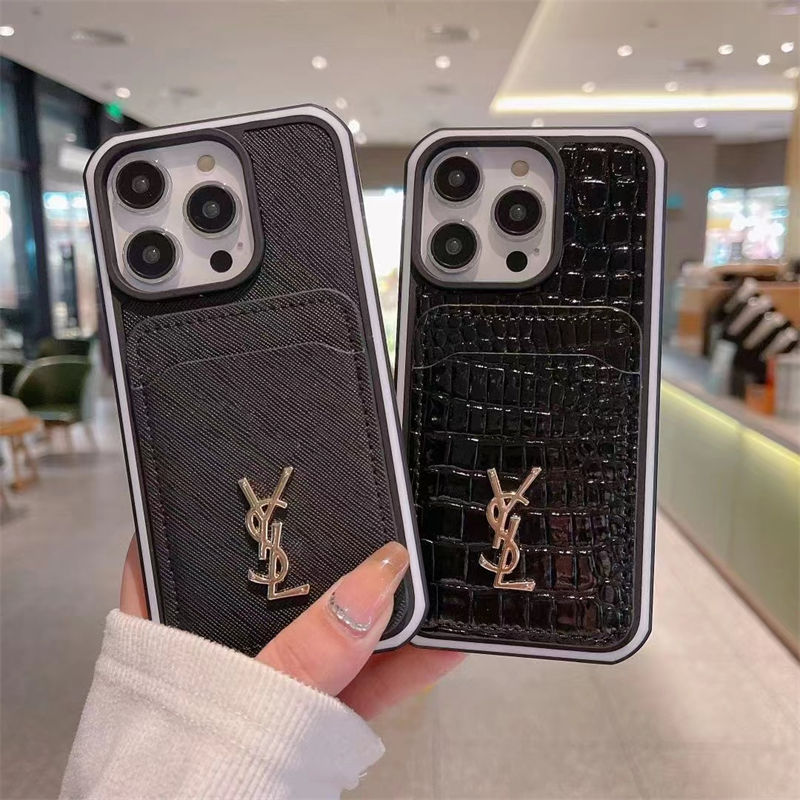 Ysl イブサンローランiphone14 16 pro 15 plusケースブランドカード入れハイブランドiphone14pro/16 15plusカバー韓国風