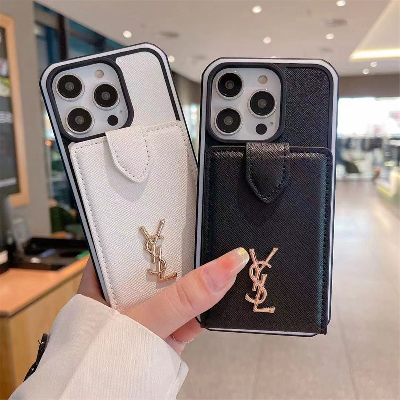 Ysl イブサンローランiphone14 16 pro 15 plusケースブランドカード入れiphone15 plus14 16 pro maxケース背面カード収納